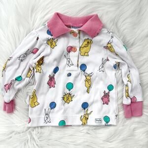 Vintage 1985 Sandra Boynton - Animal balloons long sleeve polo shirt, 12 mos